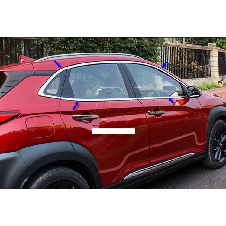 Nẹp viền cong kính, chân kính hyundai kona - full bộ 14 chi tiết