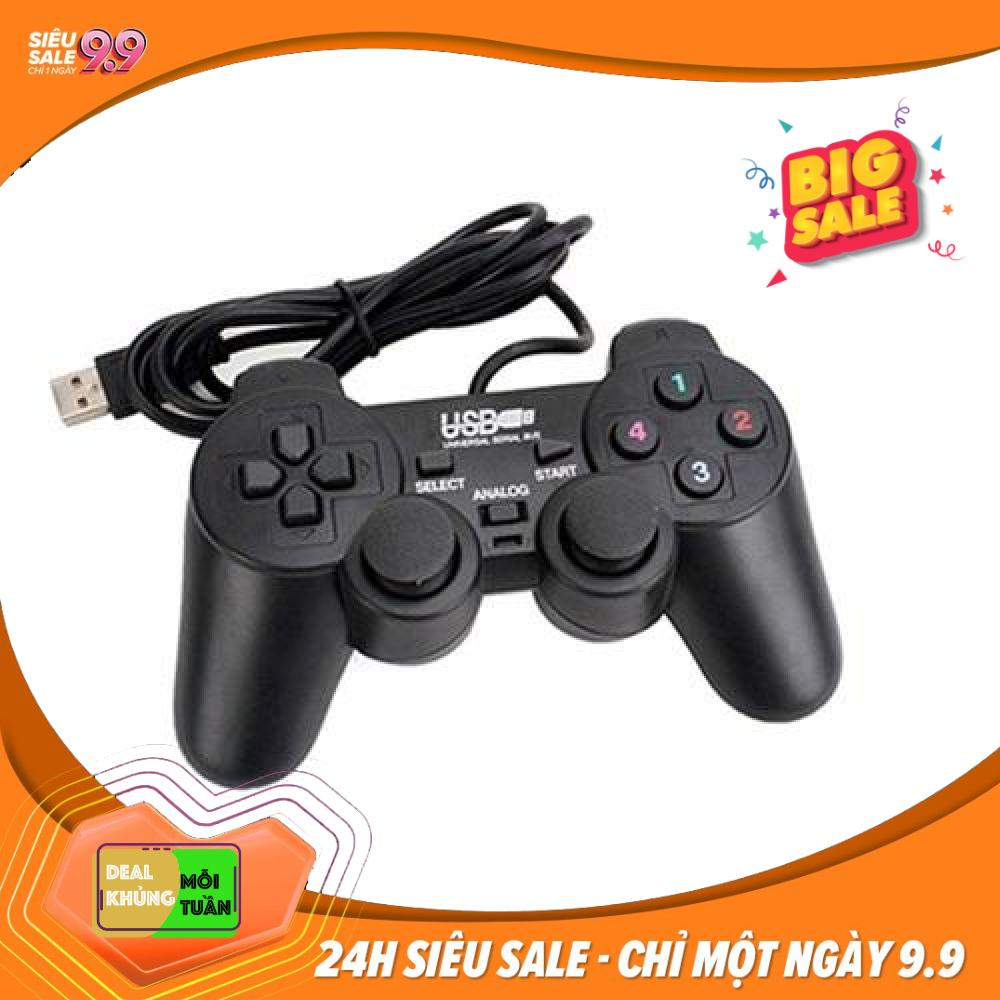 Tay cầm chơi game cho PC/Laptop cổng USB đen (có gạt Analog và có rung)