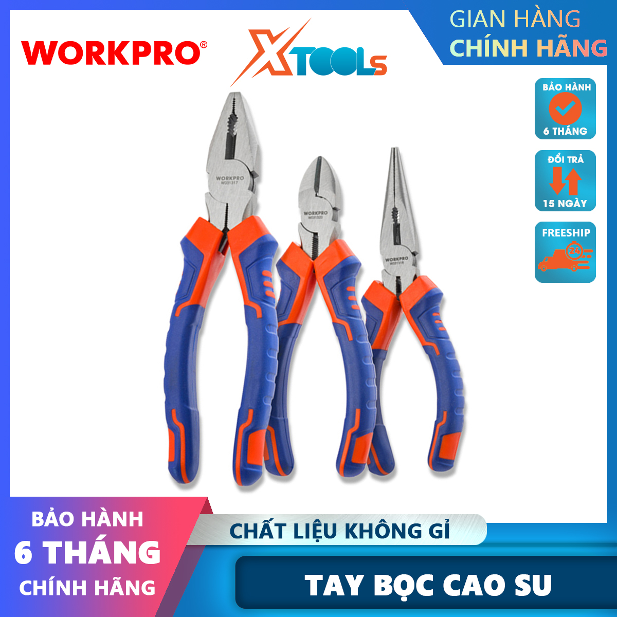 Bộ kìm 3 món gồm 6 inch và 8 inch Workpro