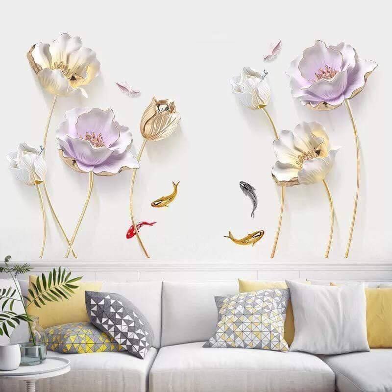 Decal dán tường mẫu sen đá bản to