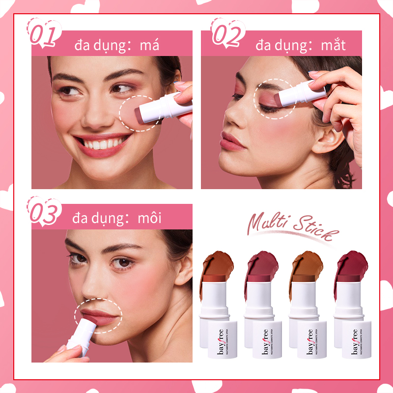 Bayfree 3 IN 1 Cosmetic Stick Blush Highlight Contour Stick Multi-function stick