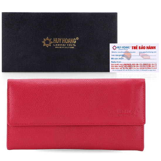 Ví nữ da bò  3 gấp lửng màu đỏ đô HK3167