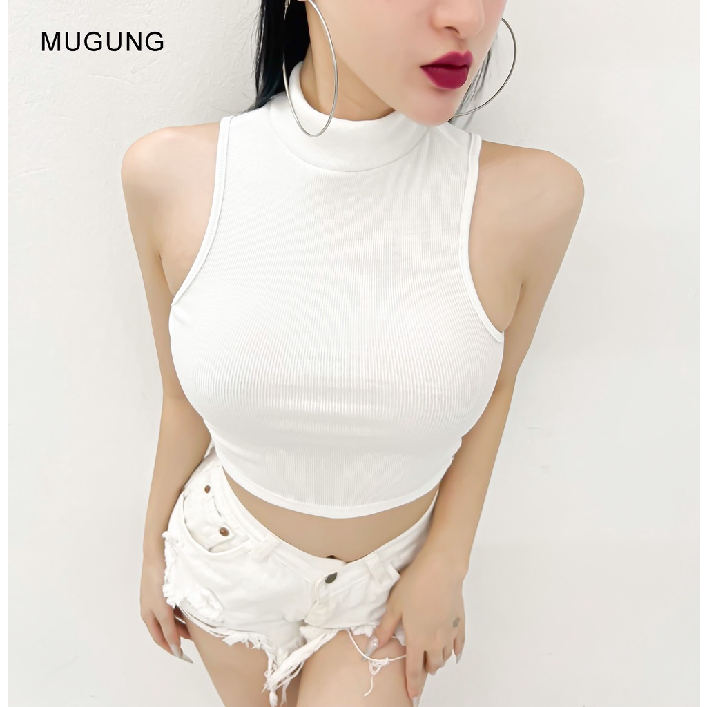 Áo croptop nữ sát nách nữ trơn sát nách cổ lọ thun co giãn form basic Trip Away To