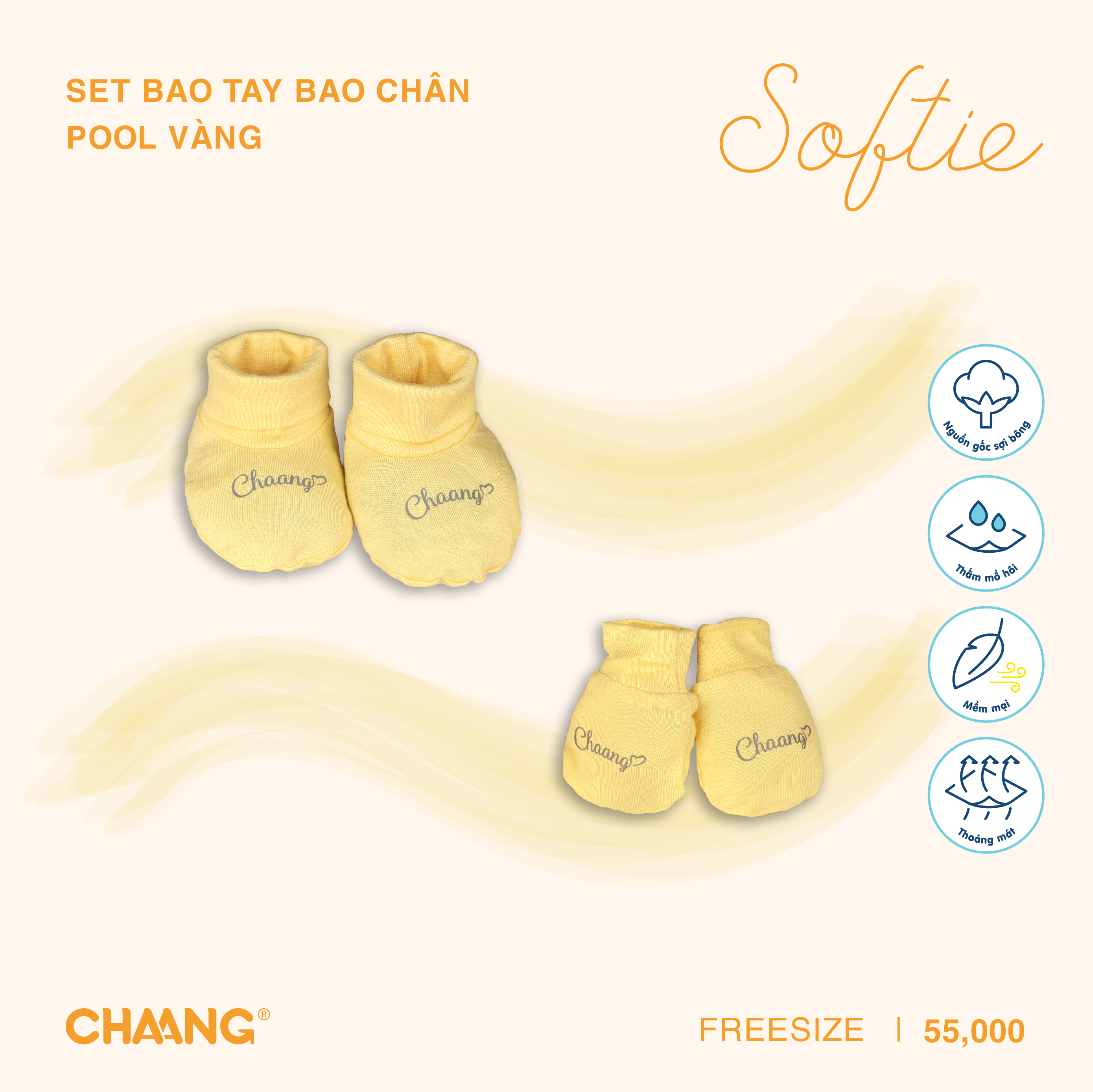 Set bao tay bao chân cho bé sơ sinh Pool CHAANG