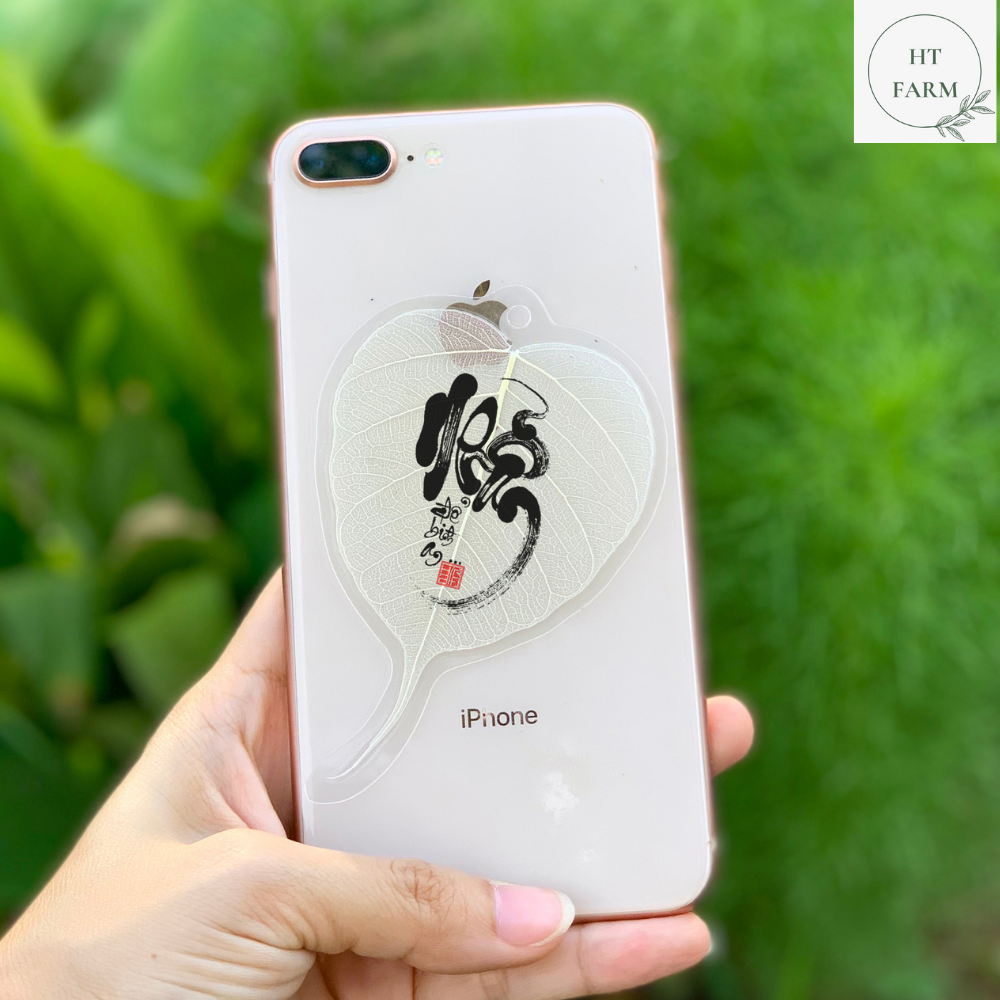 Lá Bồ Đề thư pháp - chữ Nhẫn (Cầu Bình An – May mắn, Ốp điện thoại, Hàng loại 1)