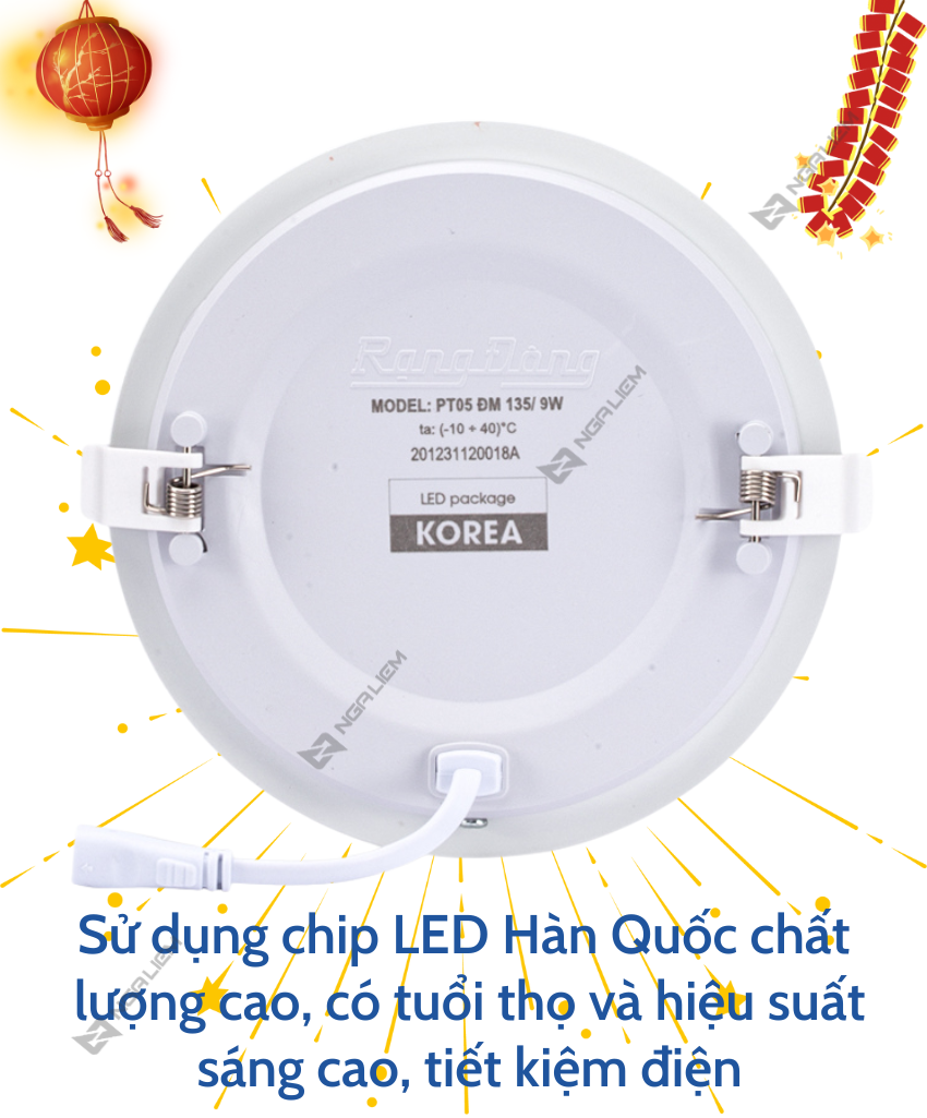 Đèn LED Panel tròn PT05 9W/135 Rạng Đông (Viền Vàng/ Viền Bạc)