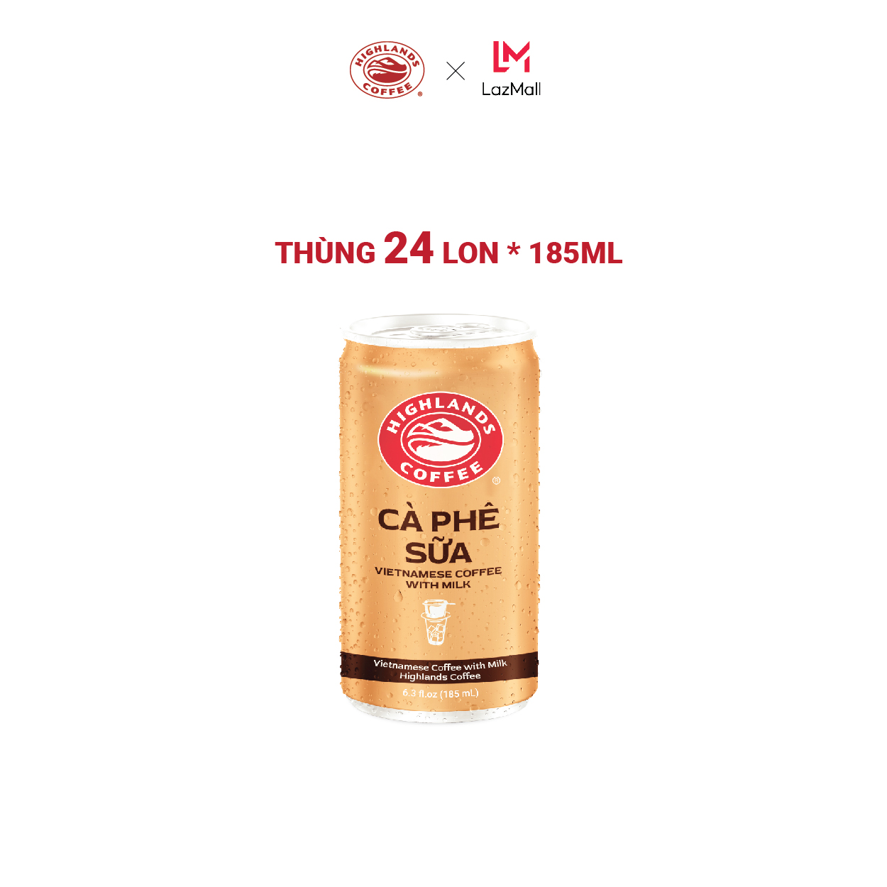 Thùng 24 Lon Cà Phê Sữa Highlands Coffee 185ml/lon