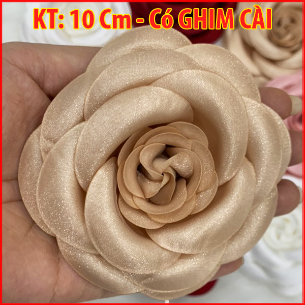 [HCM]XUKA - Cài Hoa HandMade Tag Hoa Trà Lớn Cài Áo Kiểu Cài Áo Hoa Có Ghim Cài Áo Váy Màu Hồng Trắng Nâu CH001 CH002