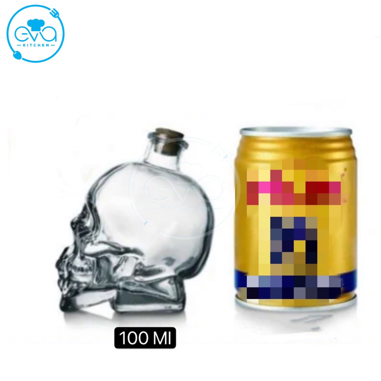 Bình Thuỷ Tinh Kiểu Dáng Đầu Lâu Nắp Nút Gỗ 180 Ml - Bình Đầu Lâu Nút Bần Nhỏ M1298