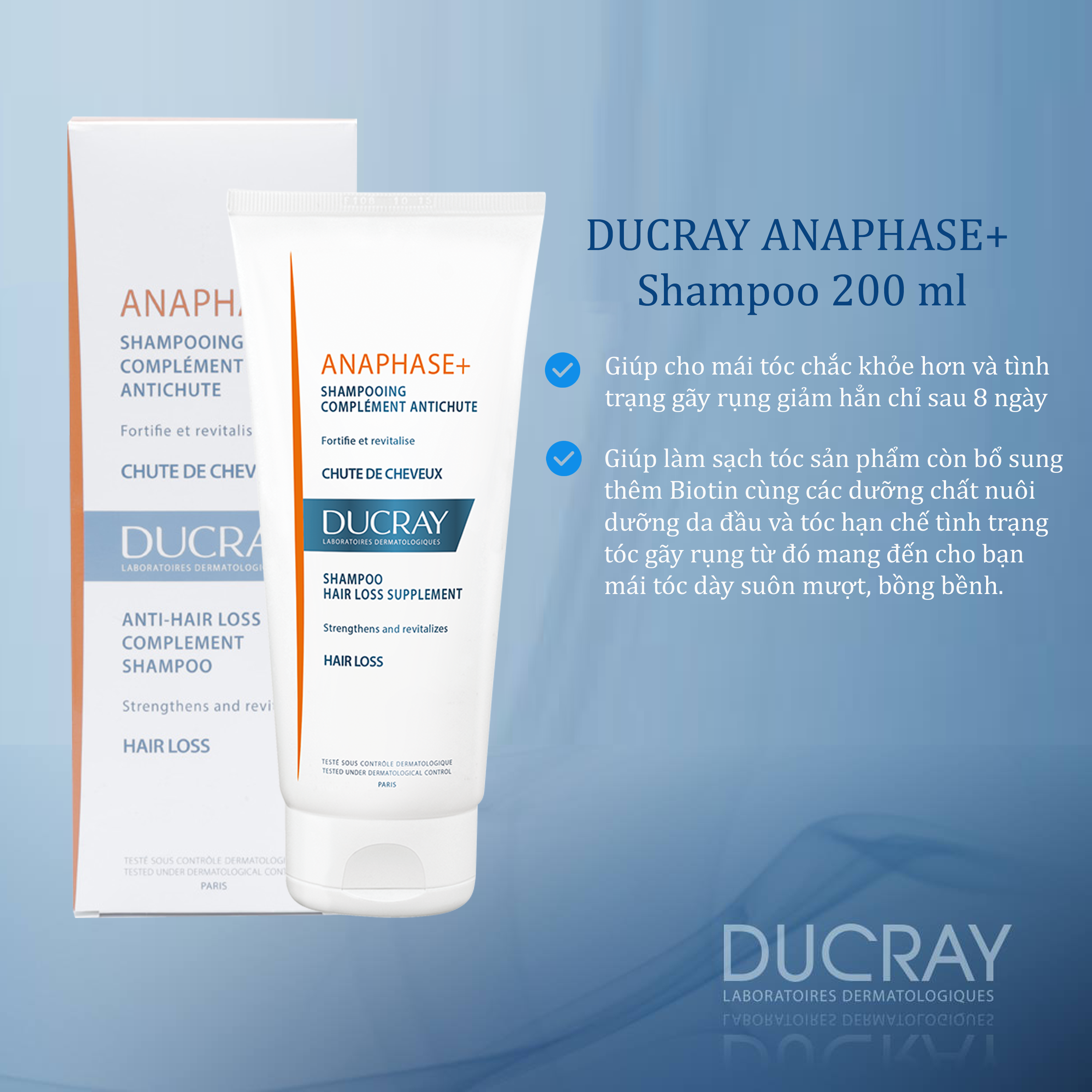 Ducray Dầu Gội Giảm Rụng Tóc Anaphase+ Stimulating Cream Shampoo 200ml