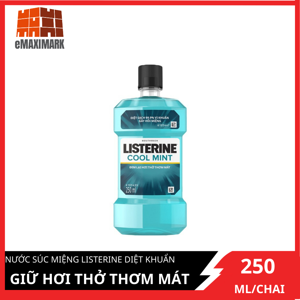 [HCM ship 2h] Nước Súc Miệng Listerine Diệt Khuẩn Giữ Hơi Thở Thơm Mát Cool Mint Chai 250ML