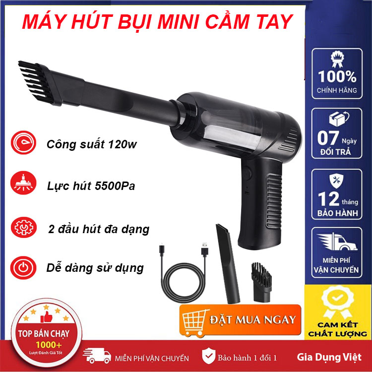 Máy hút bụi cầm tay gia đình, Máy hút bụi cầm tay mini không dây KB-001 công suất 120W, máy hút bụi giường nệm, hút lông thú cưng, hút bụi ô tô sạc tích điện, máy hút bụi gia đình, may hut bui mini cam tay - Giadungbv247
