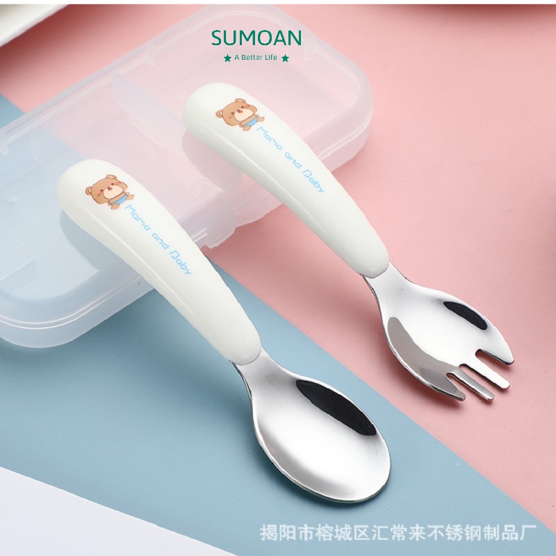 Bộ thìa dĩa inox 304 ăn dặm cho bé