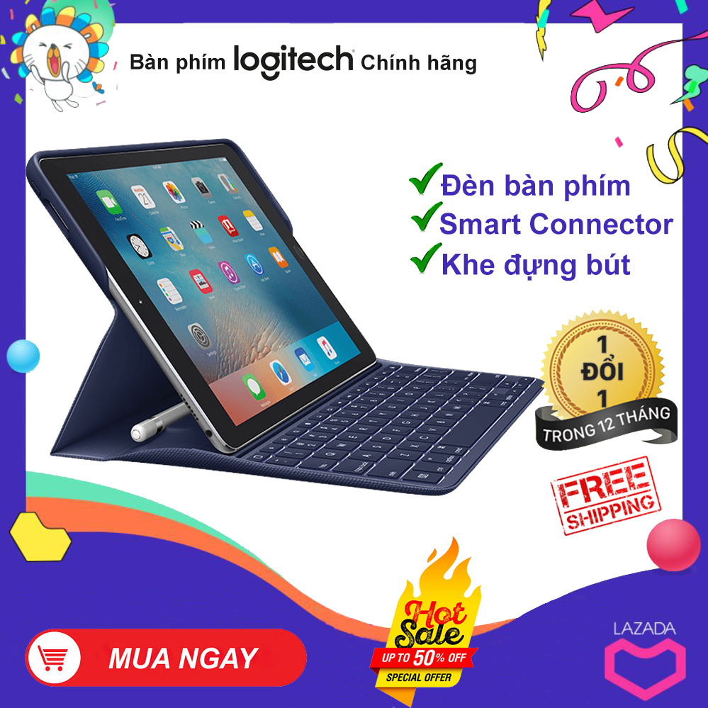 [HCM]Bàn Phím Logitech Create Cho iPad Pro 9.7 Kiêm Bao Da - Có Đèn Bàn Phím