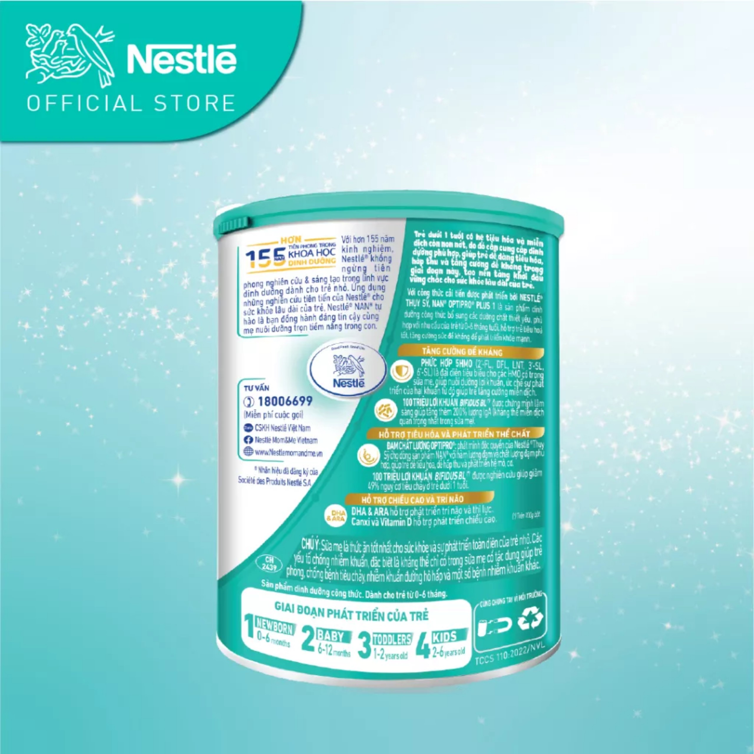 (Mẫu Mới) Sữa Bột Nestle NAN OPTIPRO PLUS 1 5HMO – Hộp 800g.