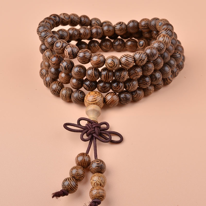 Chuỗi 108 hạt đeo tay dành cho nam nữ gỗ mân tự nhiên thiết kế nhiều vòng độc đáo