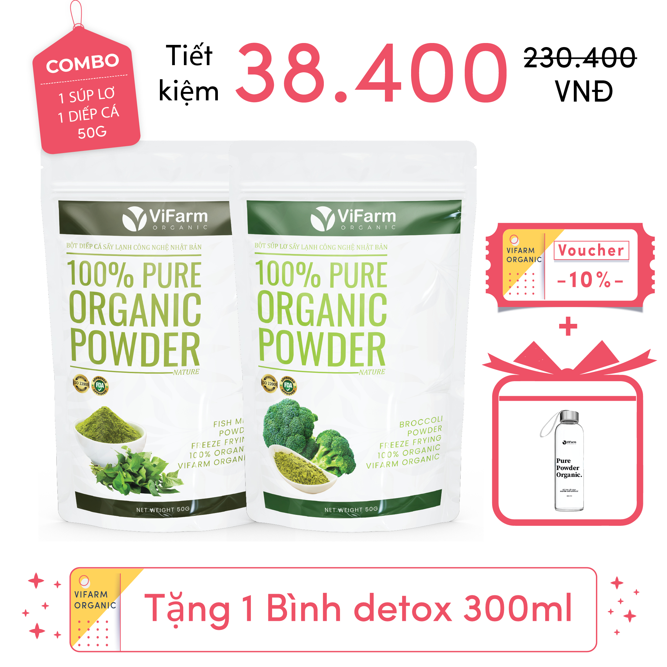 Bột Súp Lơ (Bông Cải Xanh) Nguyên Chất ViFarm 50g