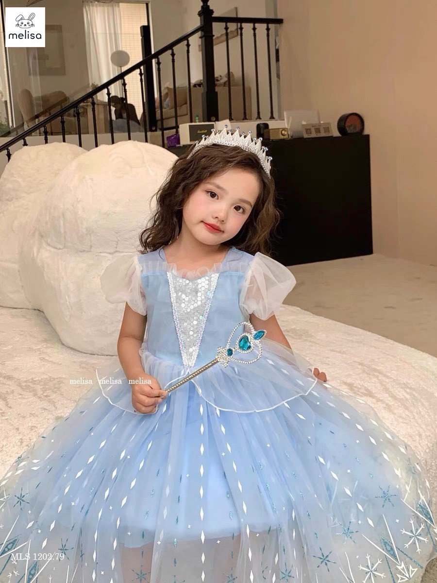 Đầm voan công chúa Elsa cho bé gái đi chơi dự tiệc từ 15-30kg hàng Quảng Châu cao cấp
