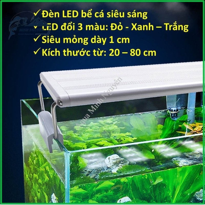Đèn LED bể cá cảnh 🐠🐠🐠 LED đổi 3 màu loại 20-90cm  Đèn LED hồ cá đèn LED hồ thủy sinh LED siêu sáng LED siêu mỏng
