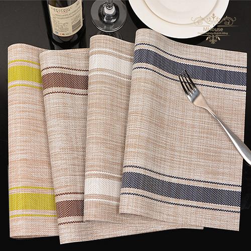 Bộ 4 tấm khăn lót chén dĩa bàn ăn (Sọc nâu)