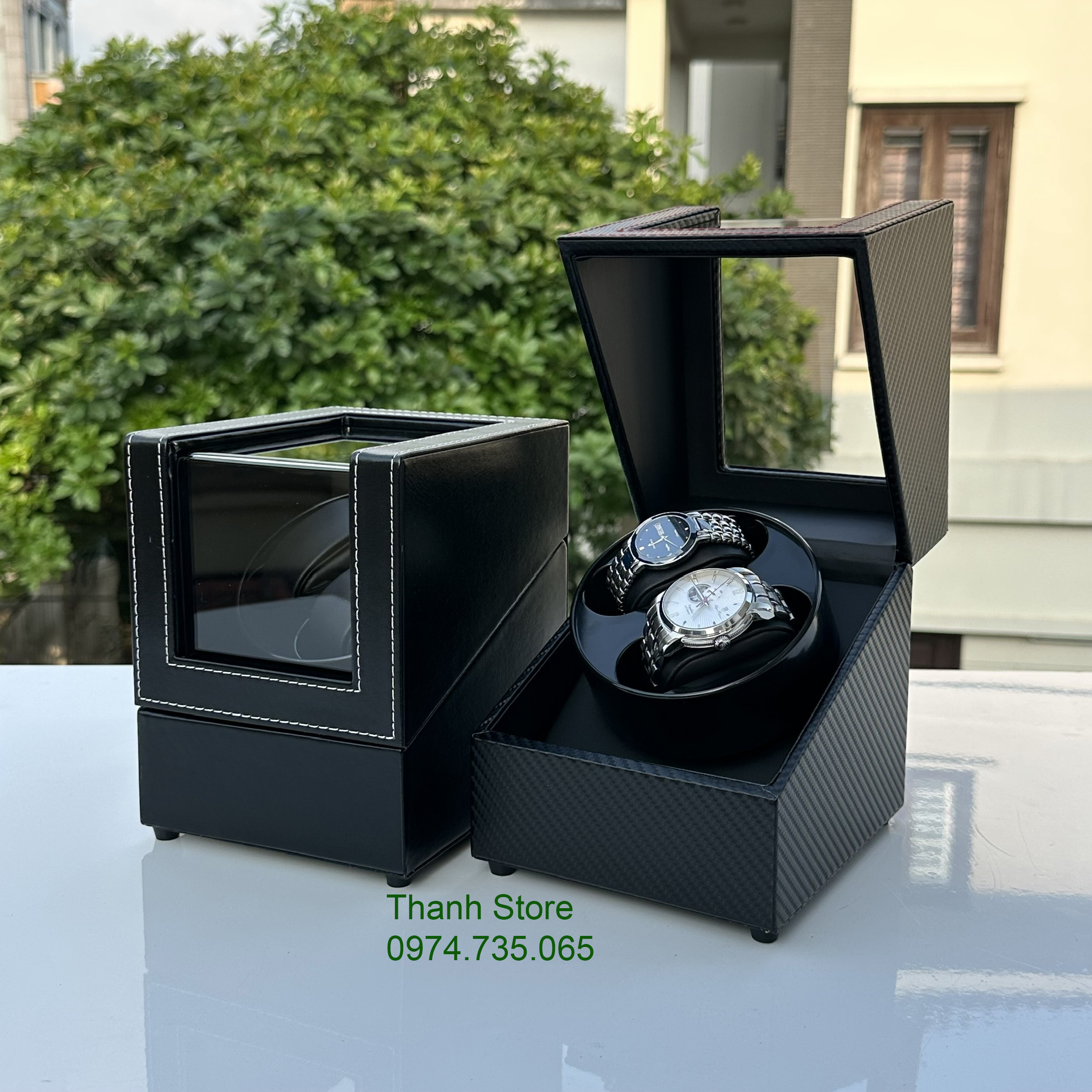 Hộp xoay 2 đồng hồ lên cót đồng hồ cơ Automatic