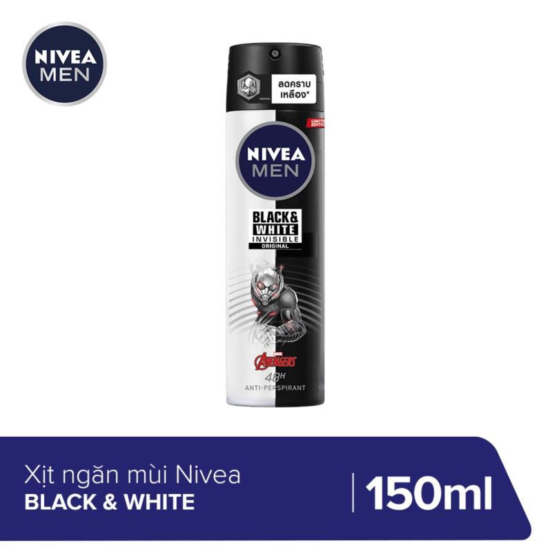 Xịt ngăn mùi NIVEA MEN Black & White Giảm Hình Thành Vệt Ố Vàng (150ml) - 82241 (Phiên bản giới hạn Ant-Man) cao cấp