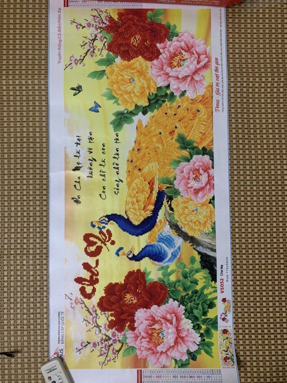 Tranh đính đá ABC Cha Mẹ VS058 (90x45cm) - chưa đính đá