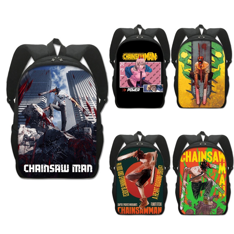 New chainsaw man anime school bag chainsaw man creative polyester comfortable backpack