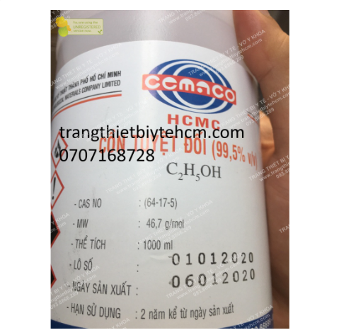 Cồn tuyệt đối 99,5 độ sát trùng, diệt khuẩn