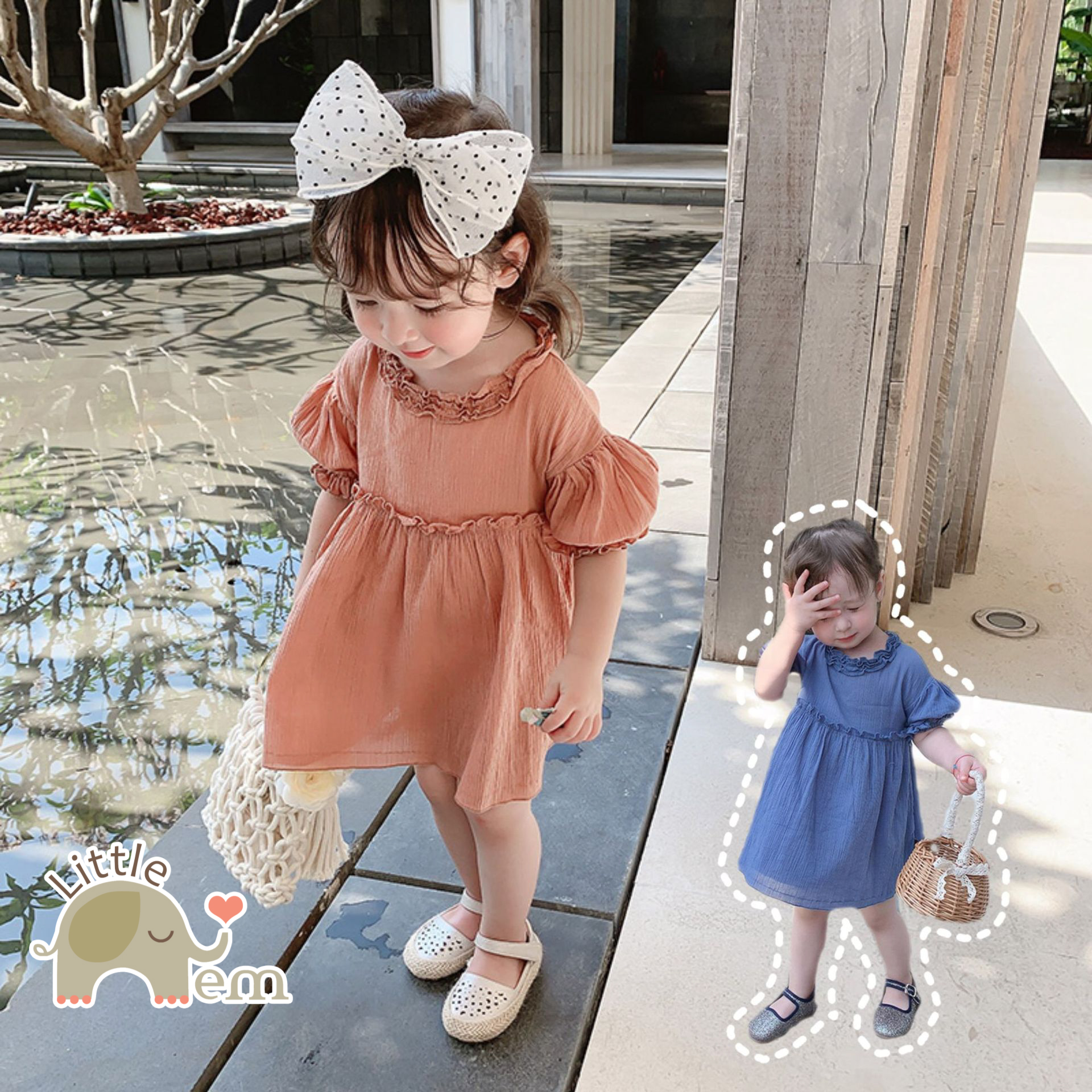 Váy mùa hè bé gái màu hồng, váy trẻ em tay ngắn thời trang Hàn Quốc, váy  công chúa tay phồng cho bé gái | Shopee Việt Nam
