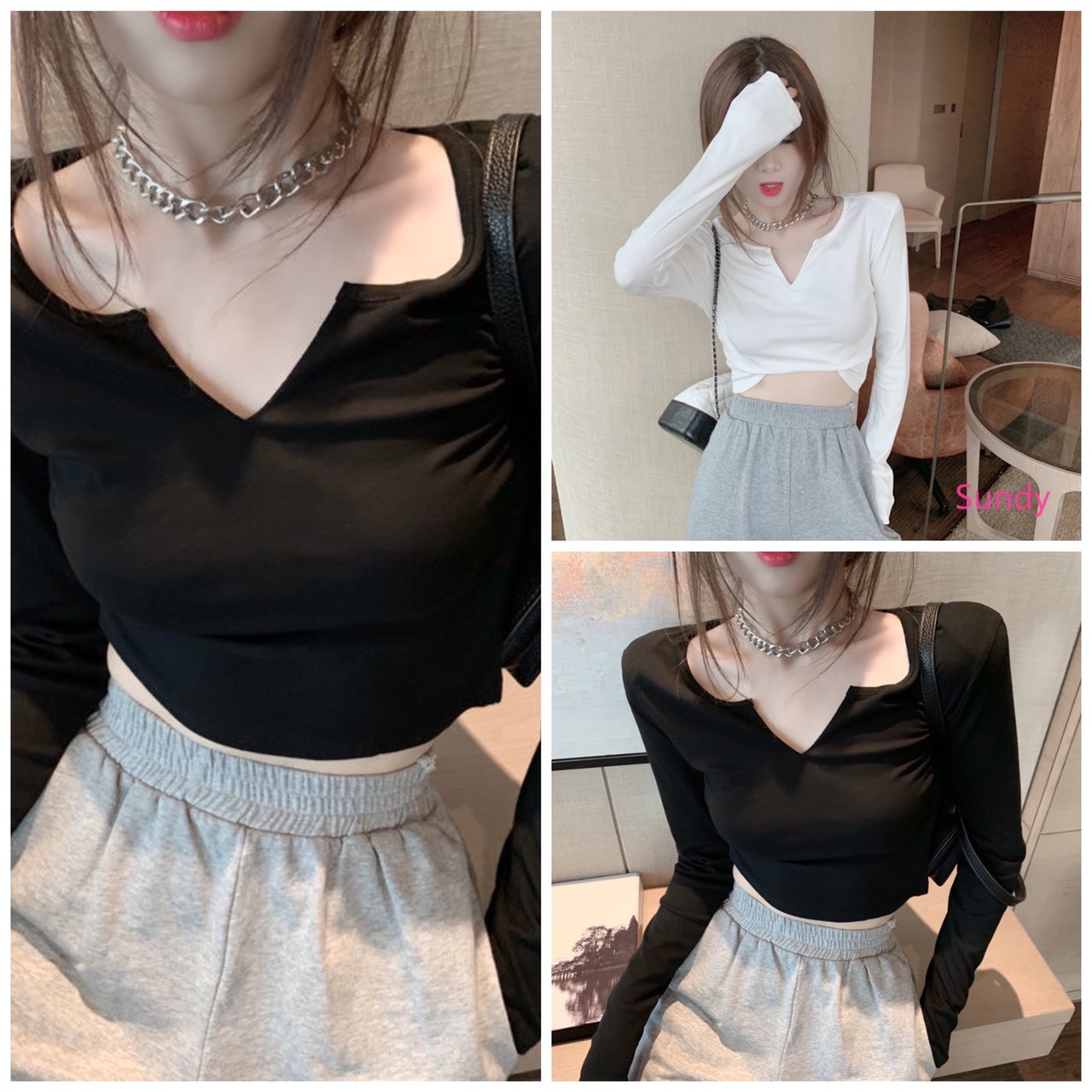 Áo croptop cổ V