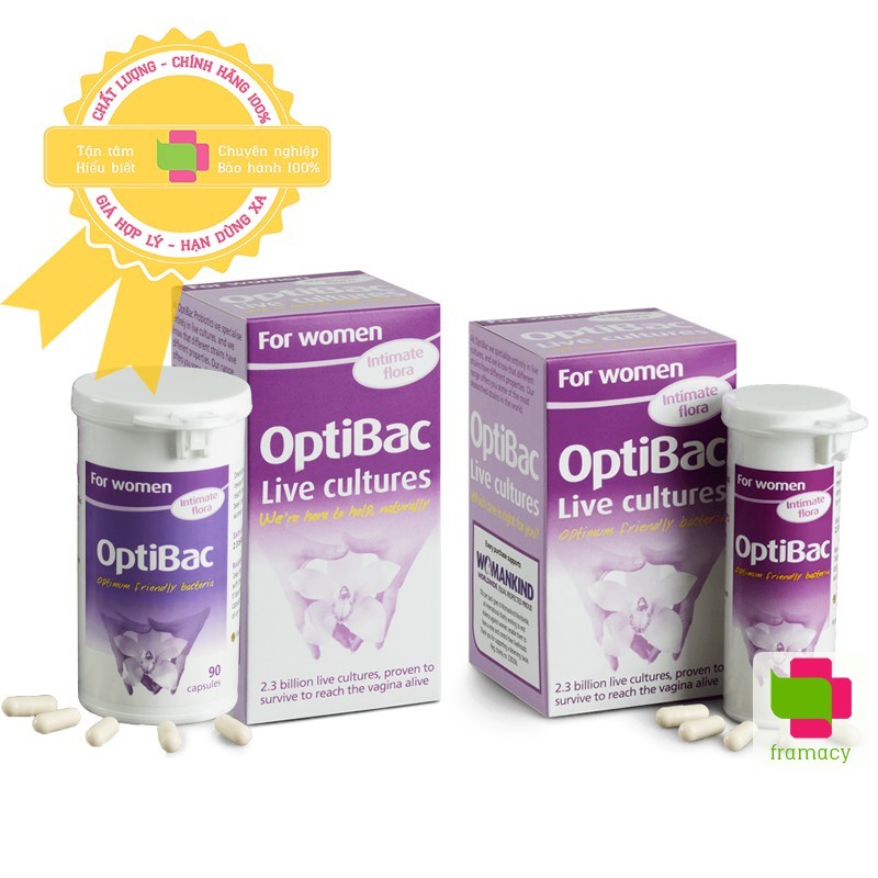 Men vi sinh Optibac tím Optibac Probiotics For Women, UK Anh Quốc (30v/90 viên) giảm vie^m phụ khoa cho phụ nữ và mẹ bầu nhập khẩu
