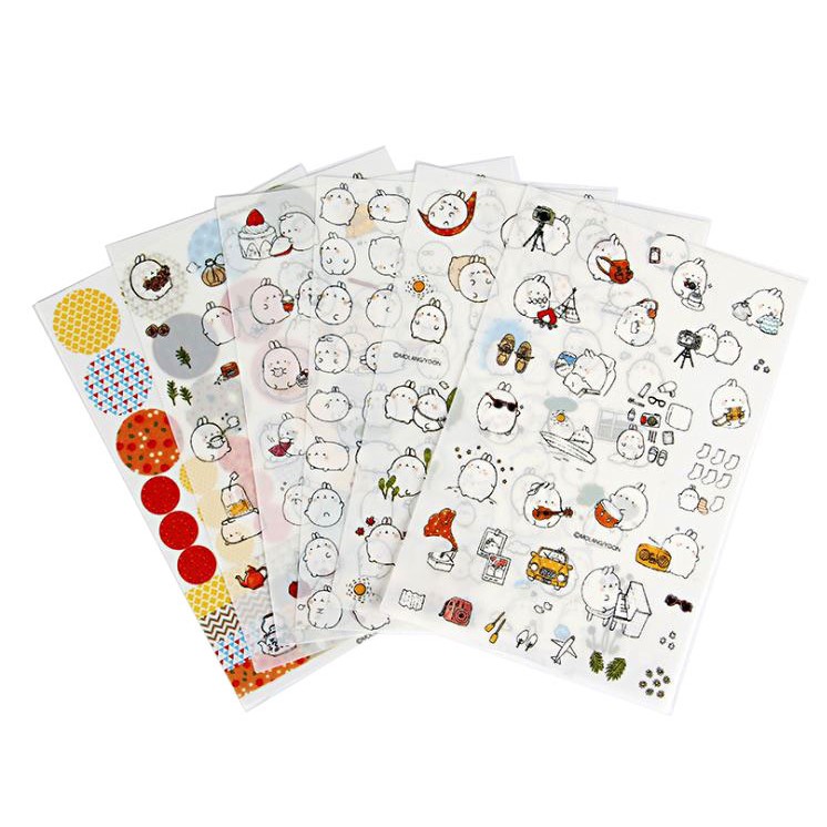 [HCM]Sticker Dán Trang Trí Molang và Piu Piu ( Trang Trí Sổ Kế Hoạch Sổ Nhật Ký) - 6 Tấm