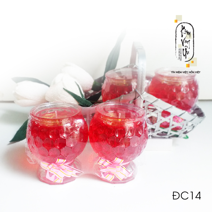 Đèn cầy ly cúng Ly Cá Tròn ĐC14 cao 10 cm (Giá một cặp)