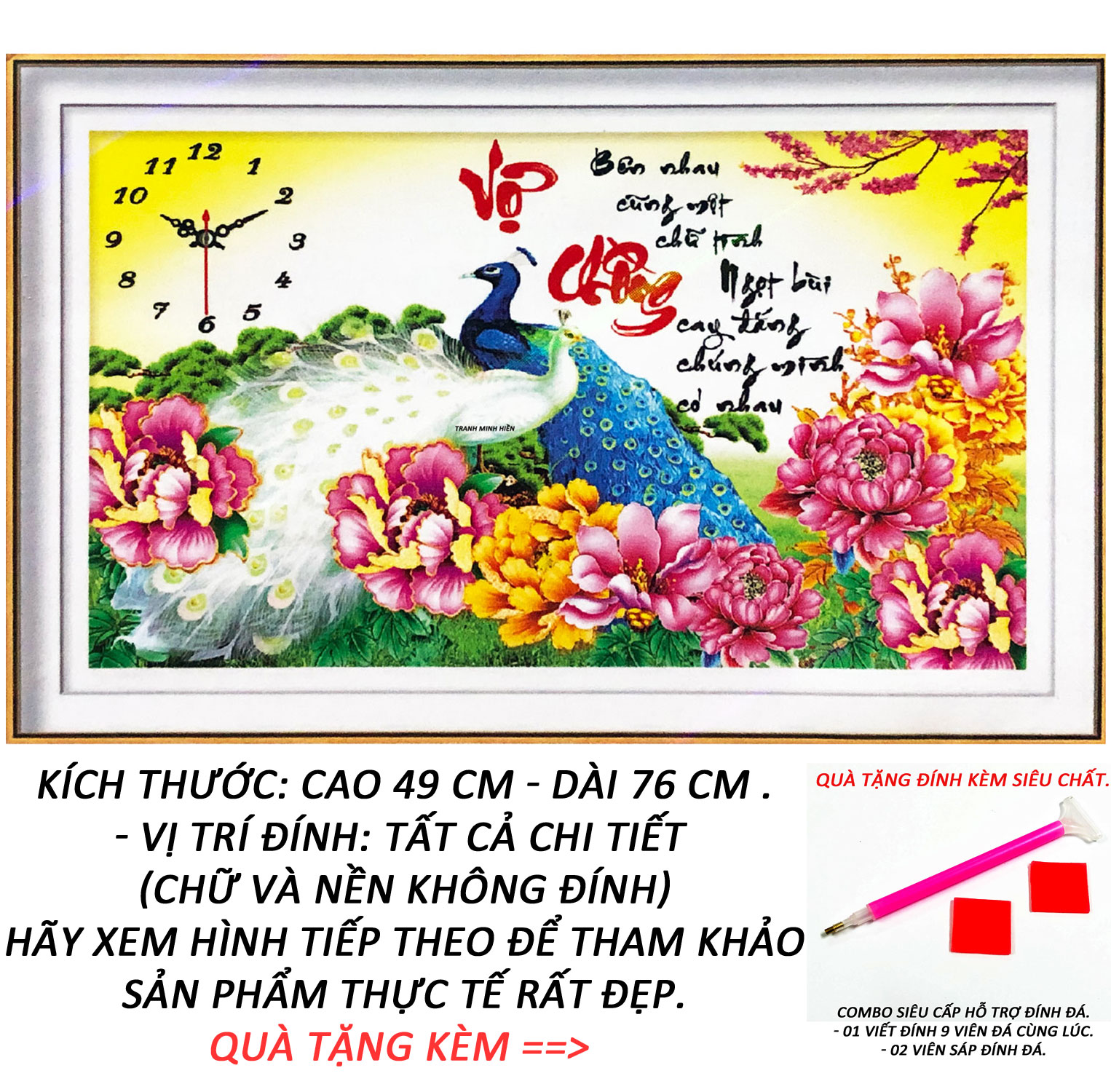 Tranh Đính Đá 5D - Vợ Chồng Tình Nghĩa Phu Thê 38 (Kèm Quà Tặng) - Tranh Minh Hiền (TỰ ĐÍNH ĐÁ)