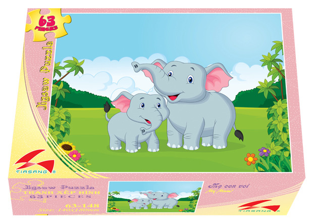 Tranh xếp hình 63 mảnh - Mẹ con voi