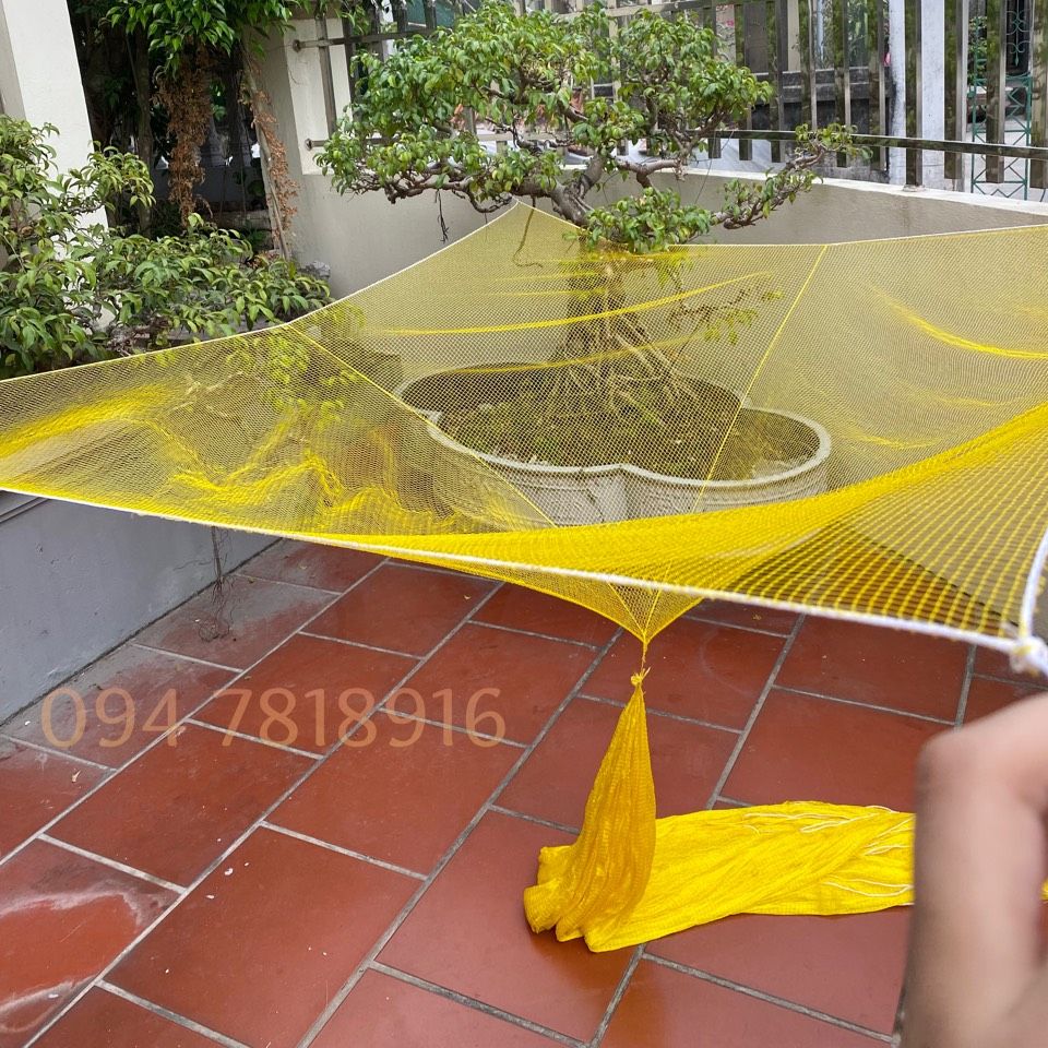 Lưới bắt cá tôm tép nhỏ mắt mau màu vàng (cạnh 2m)