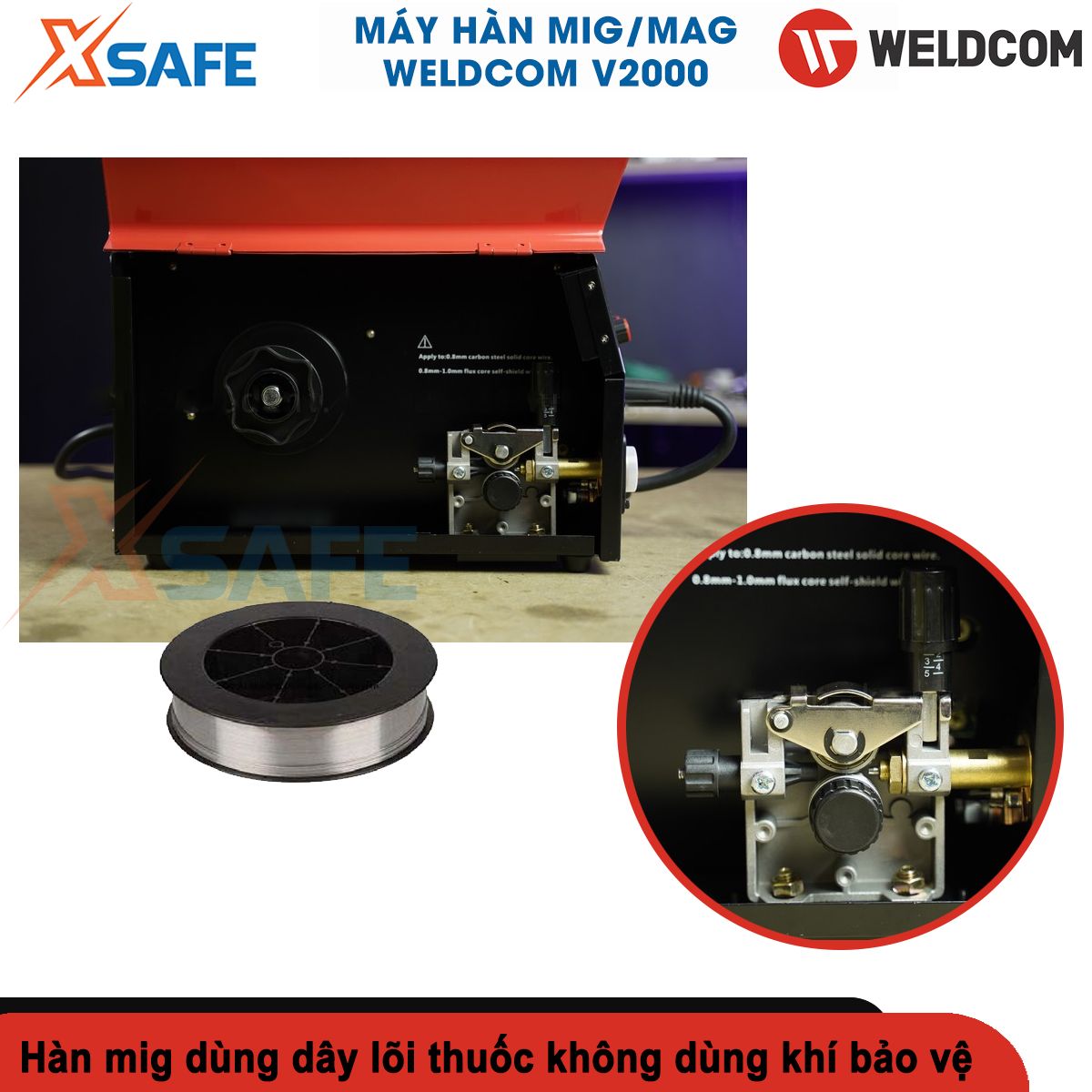 Welding machine MiG weldcom V2000 multi function welding MiG, Tig, Rod, circle nice welding ngấu deep, easy cleaning slag after welding-genuine-xsafe