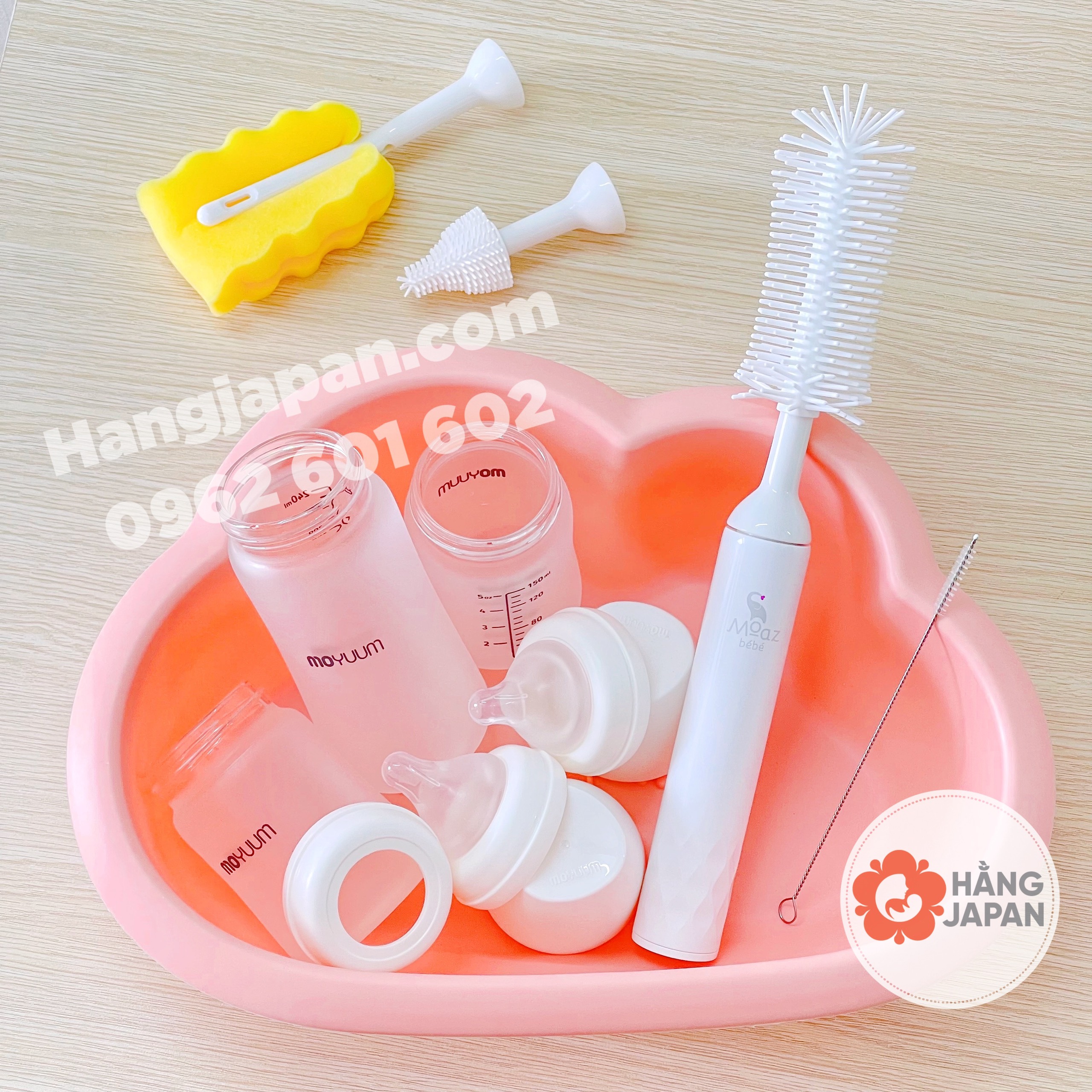 Bộ cọ rửa bình sữa điện Moaz Bébé MB-047