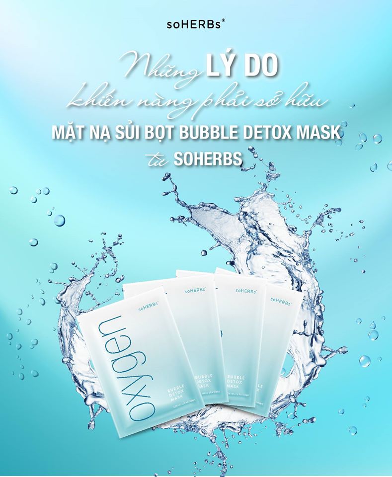 [HCM]HỘP 15 Mặt Nạ Sủi Bọt Mask Oxygen Bubble Detox soHERbs