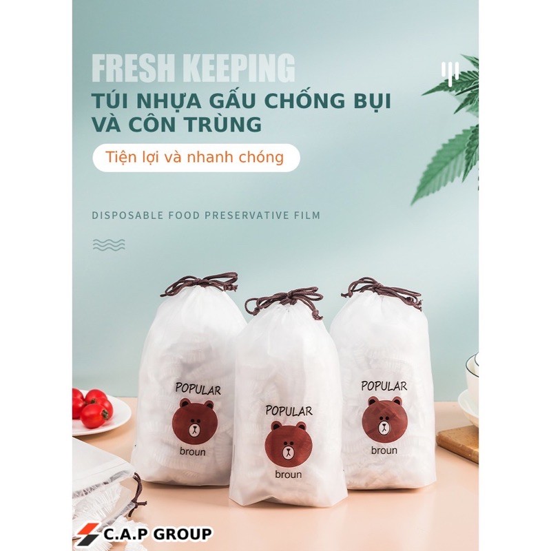 SÉT 100 TÚI GẤU MÀNG BỌC THỰC PHẨM CAO CẤP