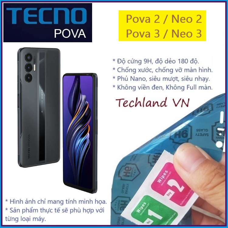 Cường Lực Phủ Nano Tecno Pova 2 / Pova 3 / Neo 2 / Neo 3 - Trong Suốt, Không Full Màn, Không Viền Đen