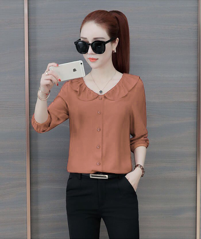 [4.4 Hoàn tiền 15%]Áo sơ mi cổ sen bèo duyên dáng - MS0112A