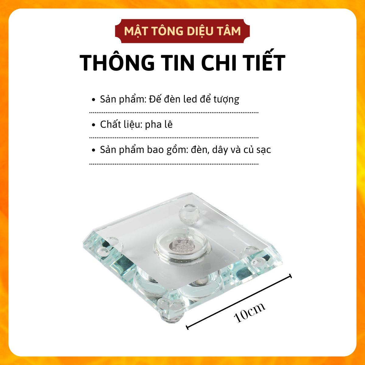Đế đèn led pha lê đổi 7 màu làm sáng tượng trang trí.