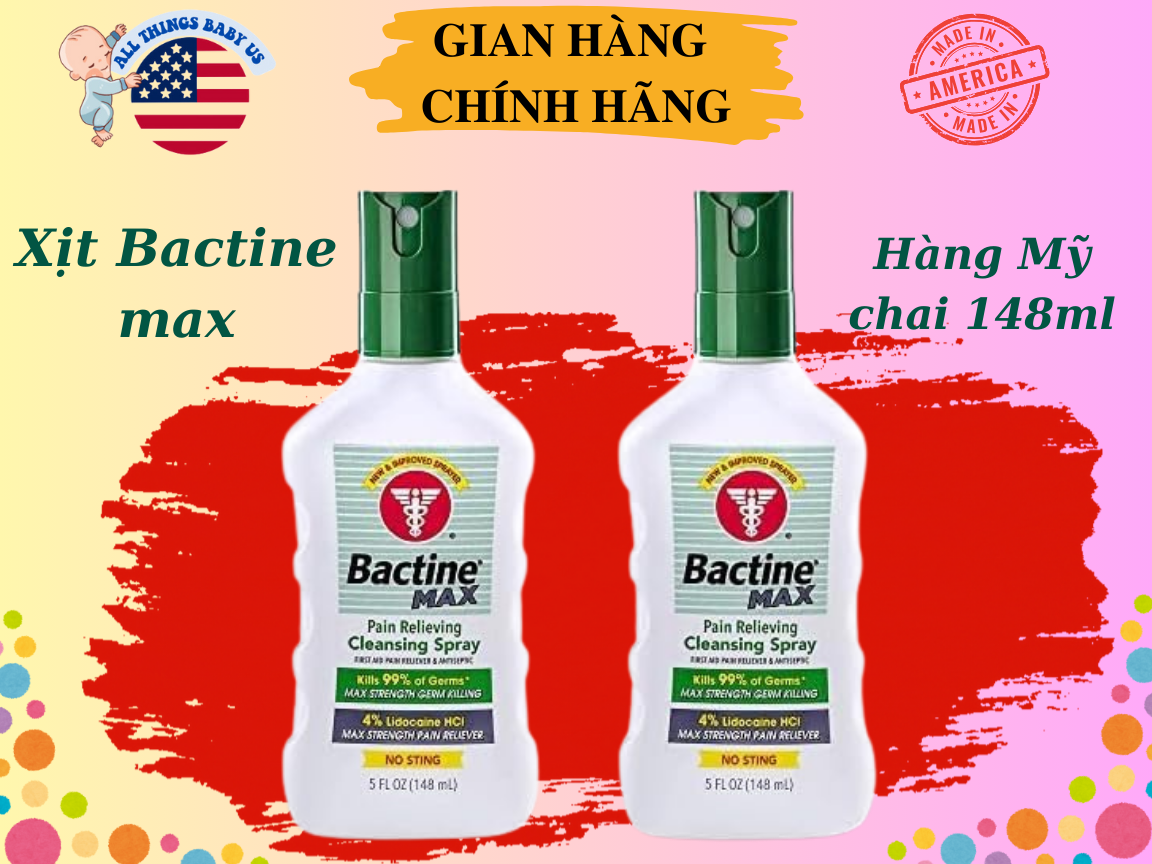 (có bill nhập) Xịt Giảm Đau Diệt Khuẩn Bactine Max 148ml