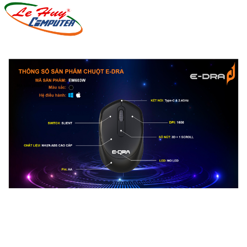 Chuột Gaming E-DRA EM603W Chính Hãng