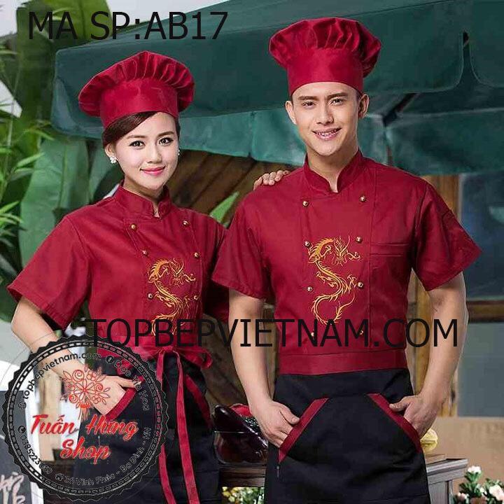 áo đầu bếp thêu rồng ab17