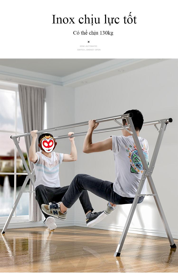 Sào Phơi Đồ X gấp Lớn 1,5-2,4m INOX - Worldmart