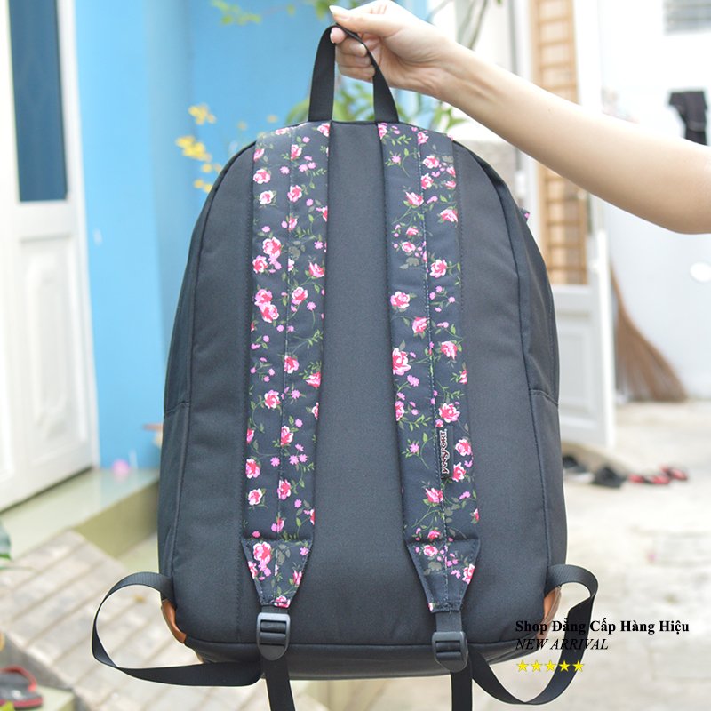 Balo JANSPORT LAPTOP BACKPACK MÀu đen logo hoa