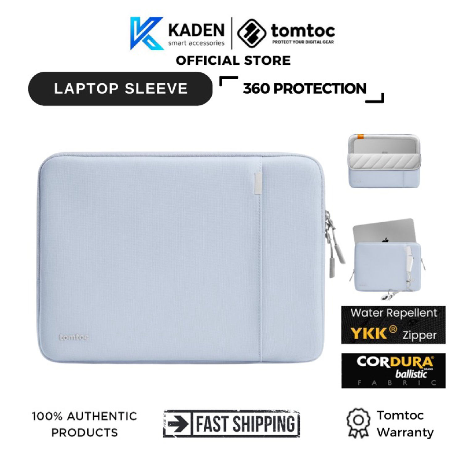 Túi chống sốc tomtoc 360° protective macbook 13/13.3/15/16"-mist blue-a13- hàng chính hãng